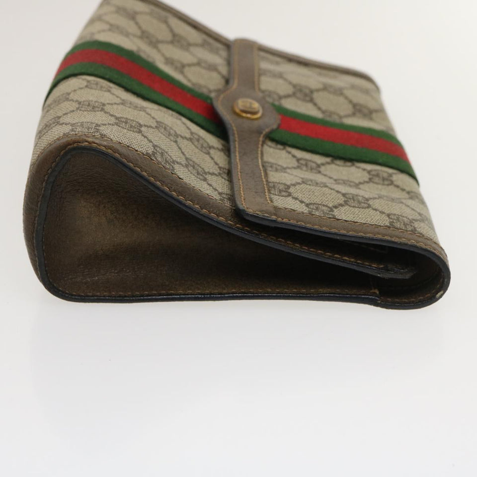Gucci Web Sherry Line GG Canvas Clutch Bag Beige Red Green yk4350