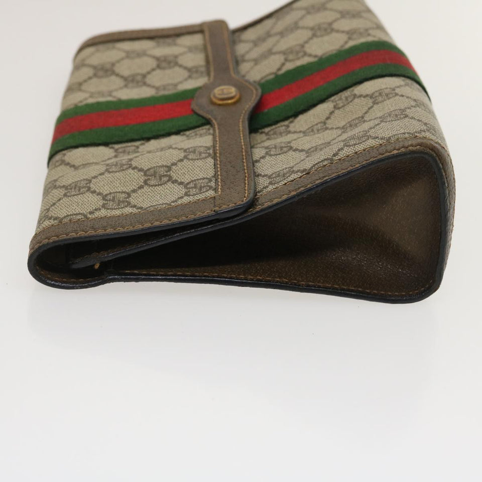 Gucci Web Sherry Line GG Canvas Clutch Bag Beige Red Green yk4350