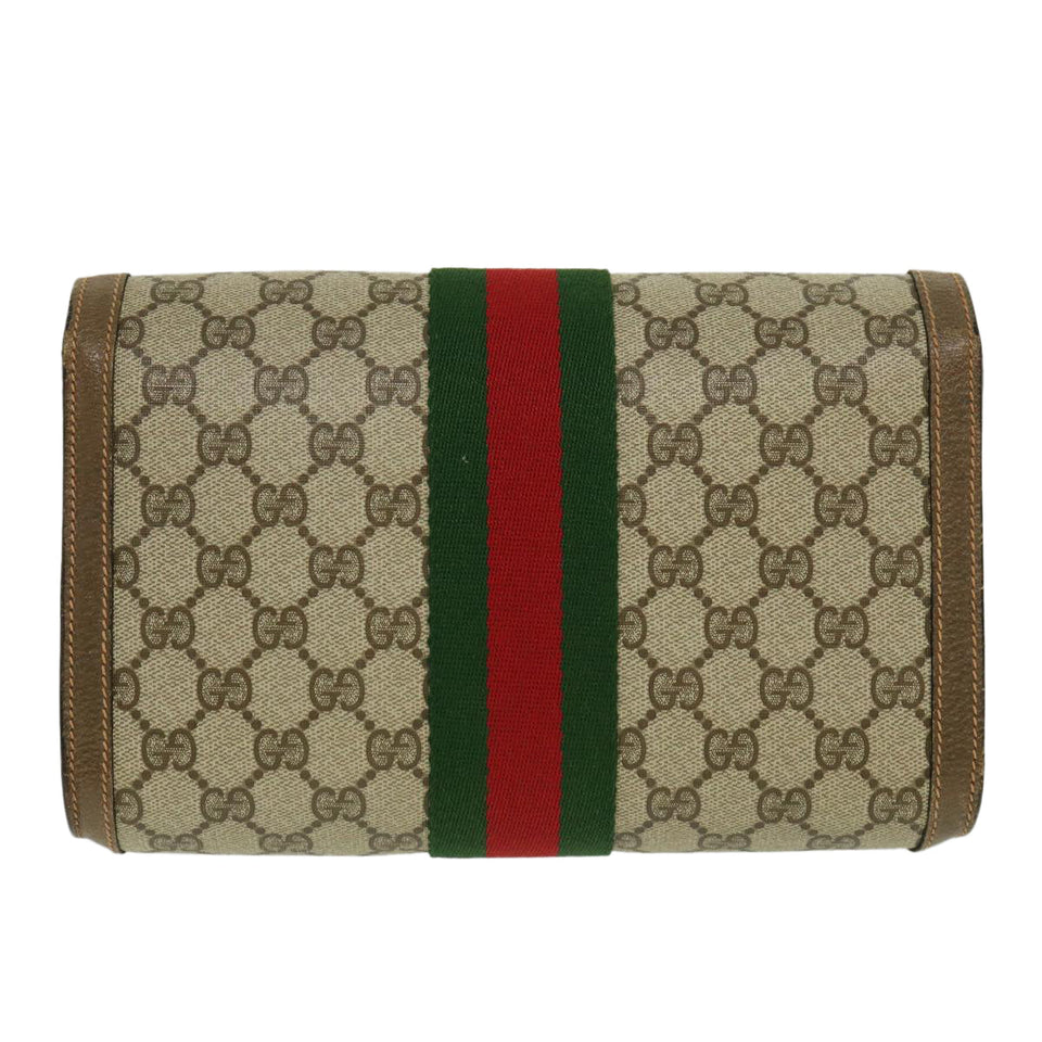Gucci Web Sherry Line GG Canvas Clutch Bag Beige Red Green yk4369