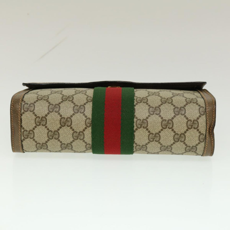 Gucci Web Sherry Line GG Canvas Clutch Bag Beige Red Green yk4369