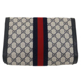 Gucci GG Canvas Sherry Line Clutch Bag Navy Red yk4501