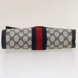 Gucci GG Canvas Sherry Line Clutch Bag Navy Red yk4501