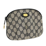 Gucci GG Canvas Pouch PVC Leather Gray Navy 3780394492 yk4798