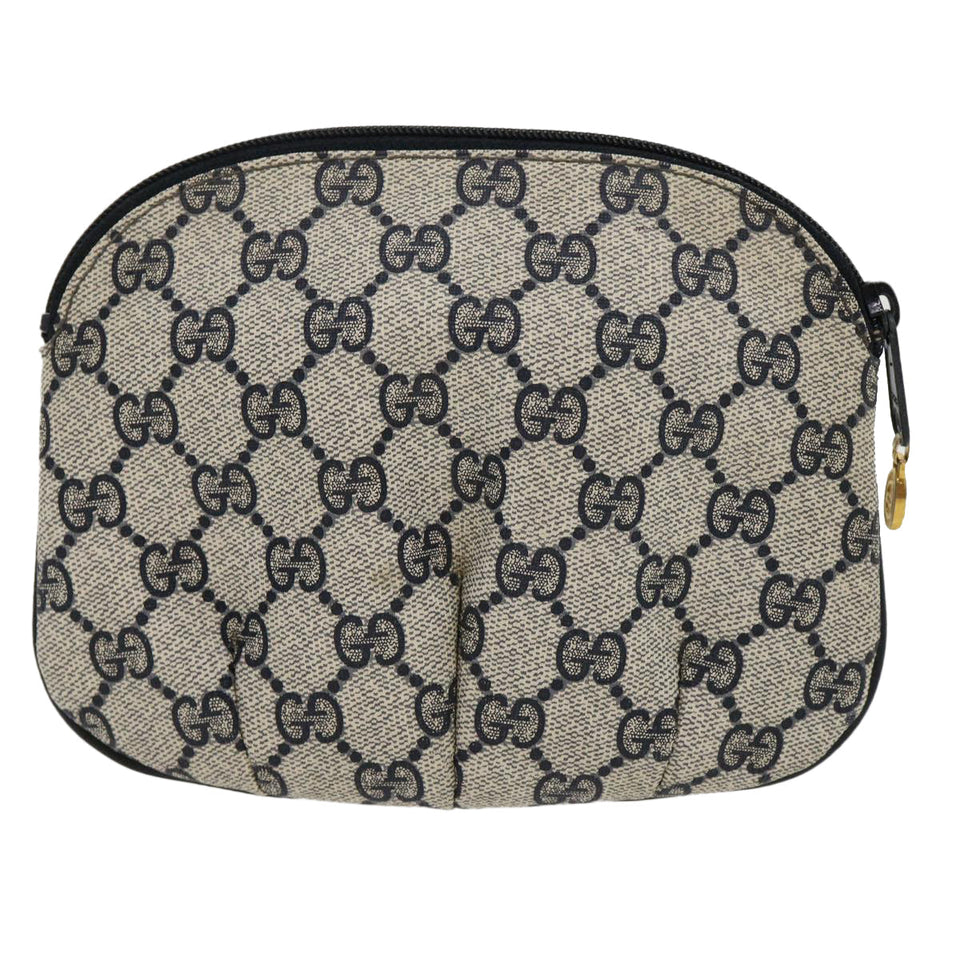 Gucci GG Canvas Pouch PVC Leather Gray Navy 3780394492 yk4798