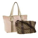 Gucci GG Canvas Sherry Line Shoulder Bag 2Set Pink Beige yk5006