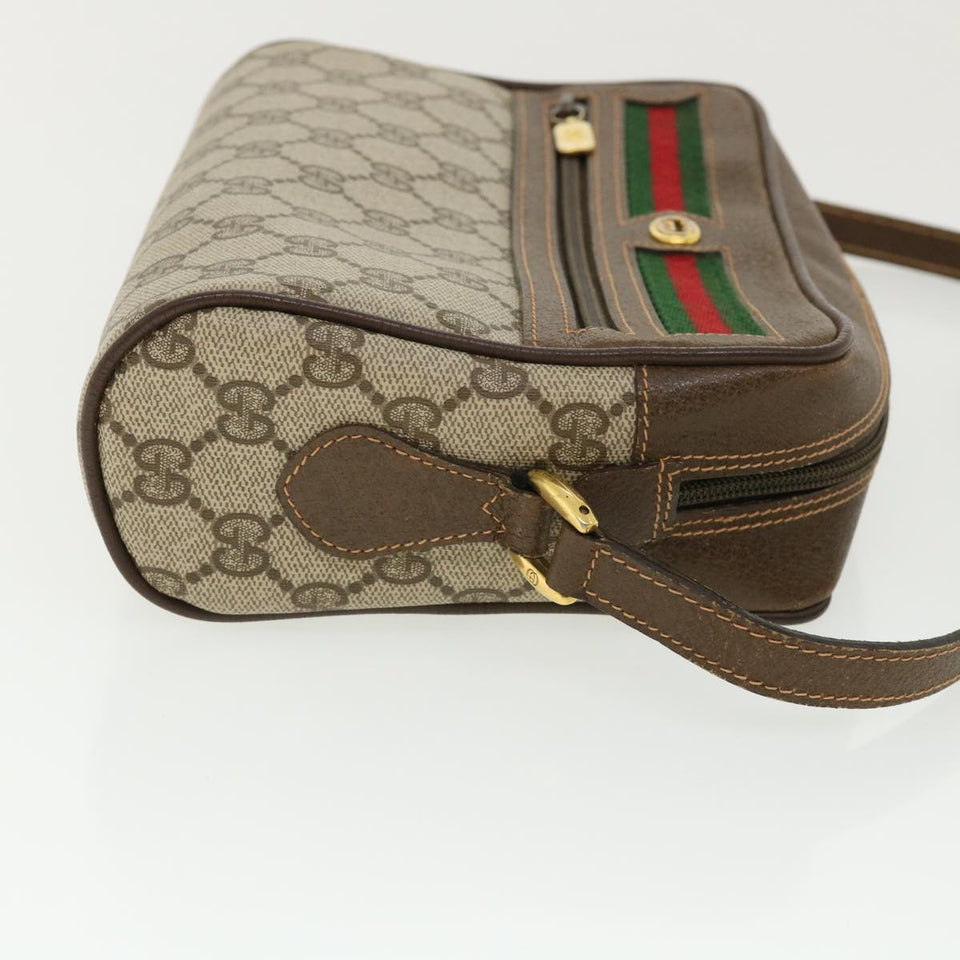 Gucci GG Canvas Web Sherry Line Shoulder Bag Beige Red Green yk5362