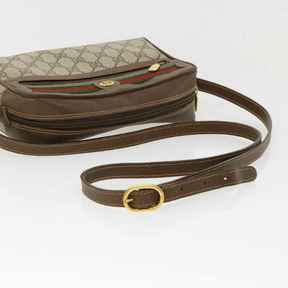 Gucci GG Canvas Web Sherry Line Shoulder Bag Beige Red Green yk5362