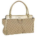 Gucci GG Canvas Abbey Tote Bag Beige Champagne Gold 189831 yk5652