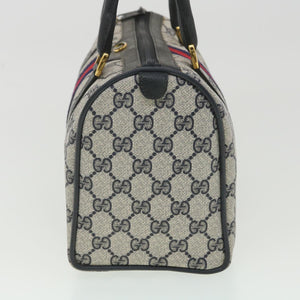 Gucci Sherry Line GG Canvas Boston Bag PVC Leather Navy Red yk5679B