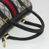 Gucci Sherry Line GG Canvas Boston Bag PVC Leather Navy Red yk5679B