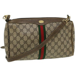 Gucci Web Sherry Line GG Canvas Shoulder Bag PVC Leather Beige Red yk5803B