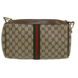 Gucci Web Sherry Line GG Canvas Shoulder Bag PVC Leather Beige Red yk5803B