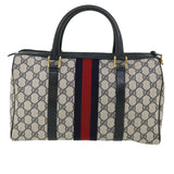 Gucci GG Canvas Sherry Line Boston Bag Gray Red Navy 010.378... yk5821B