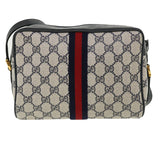 Gucci GG Canvas Sherry Line Shoulder Bag Gray Red Navy 75.02.004 yk5823B