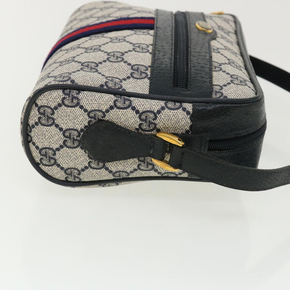 Gucci GG Canvas Sherry Line Shoulder Bag Gray Red Navy 75.02.004 yk5823B