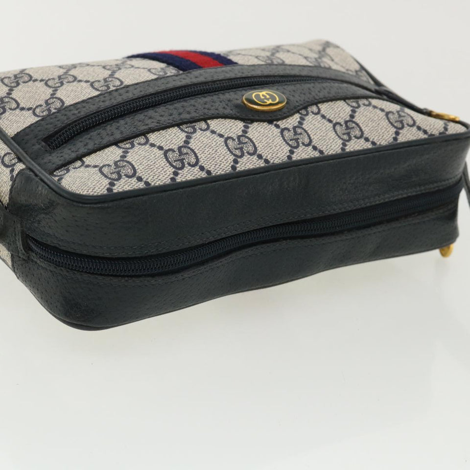 Gucci GG Canvas Sherry Line Shoulder Bag Gray Red Navy 75.02.004 yk5823B