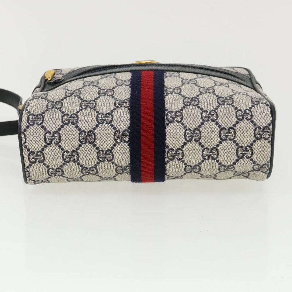 Gucci GG Canvas Sherry Line Shoulder Bag Gray Red Navy 75.02.004 yk5823B