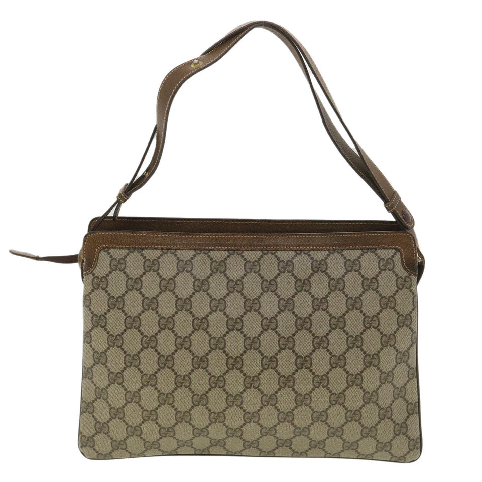 Gucci GG Canvas Web Sherry Line Shoulder Bag PVC Leather Beige Red yk5883B