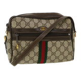 Gucci GG Canvas Web Sherry Line Shoulder Bag PVC Leather Beige Red yk5884B