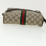 Gucci GG Canvas Web Sherry Line Shoulder Bag PVC Leather Beige Red yk5884B