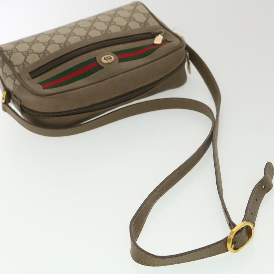 Gucci GG Canvas Web Sherry Line Shoulder Bag Beige Red 56.02.087 yk5885B