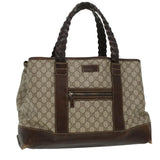 Gucci GG Canvas Tote Bag PVC Leather Beige 140955 yk5941