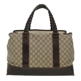 Gucci GG Canvas Tote Bag PVC Leather Beige 140955 yk5941