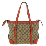 Gucci GG Canvas Hand Bag Beige Orange 387603 yk6072