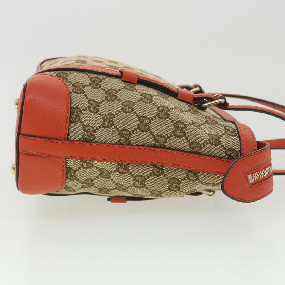Gucci GG Canvas Hand Bag Beige Orange 387603 yk6072