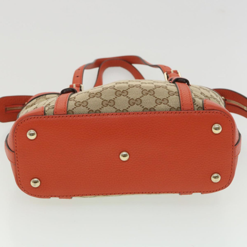 Gucci GG Canvas Hand Bag Beige Orange 387603 yk6072