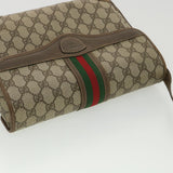 Gucci Web Sherry Line GG Canvas Shoulder Bag PVC Leather Beige Green yk6091