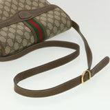 Gucci Web Sherry Line GG Canvas Shoulder Bag PVC Leather Beige Green yk6091