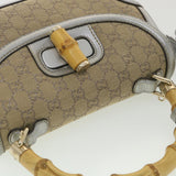 Gucci GG Canvas Bamboo Hand Bag Beige Silver 254884 yk6106
