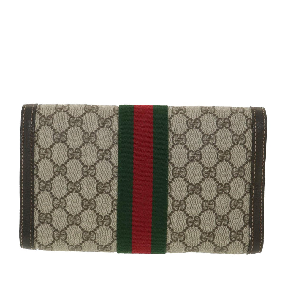 Gucci GG Canvas Web Sherry Line Clutch Bag Beige Red Green 41.014 yk6142B