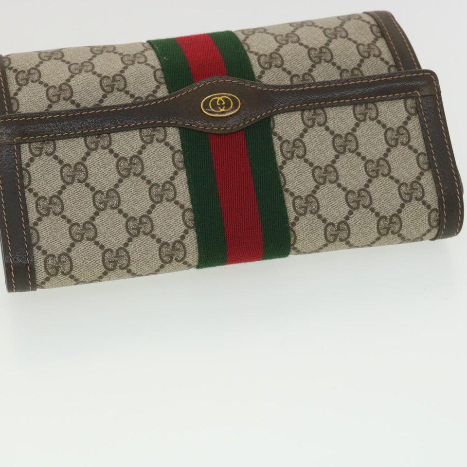 Gucci GG Canvas Web Sherry Line Clutch Bag Beige Red Green 41.014 yk6142B