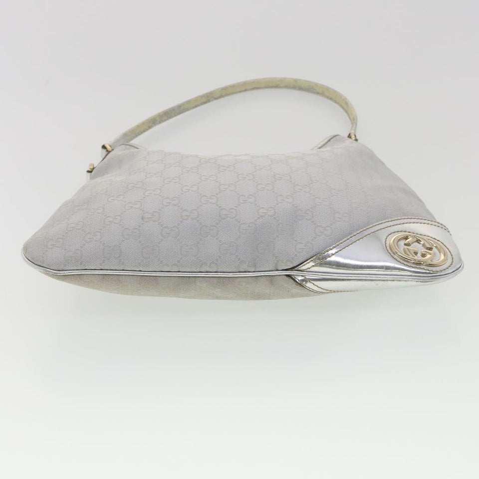 Gucci GG Canvas Shoulder Bag Silver 169947 yk6144B