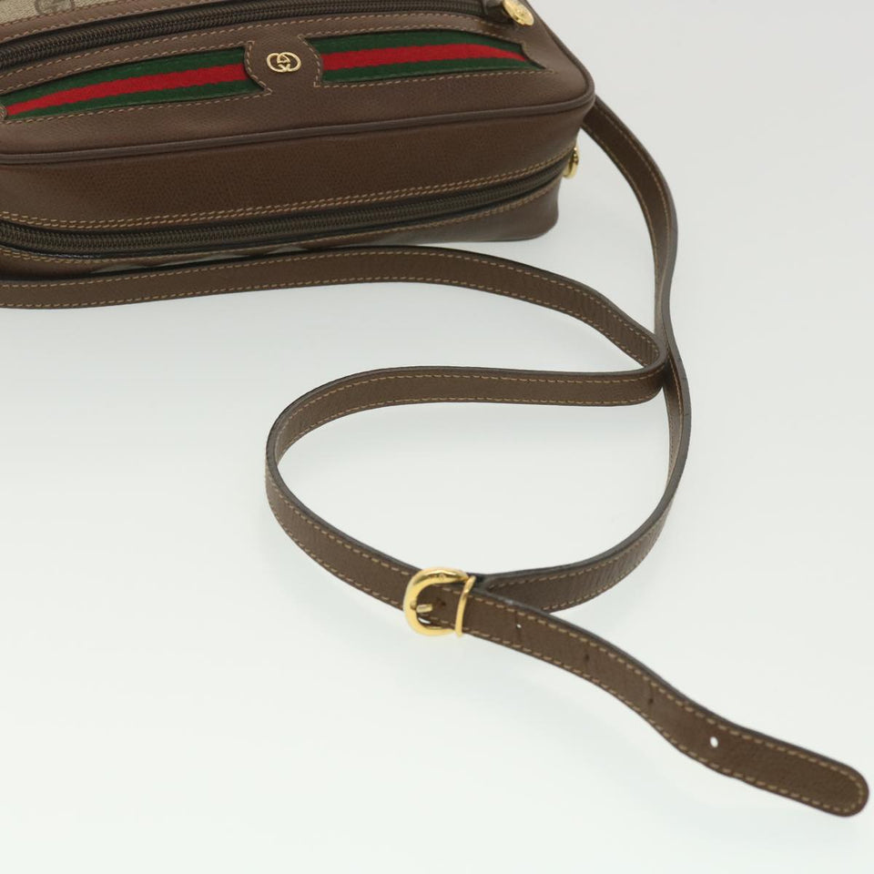 Gucci GG Canvas Web Sherry Line Shoulder Bag Red Beige Green 001.56 yk6153B