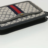 Gucci GG Canvas Sherry Line Shoulder Bag PVC Leather Gray Red Navy yk6173B