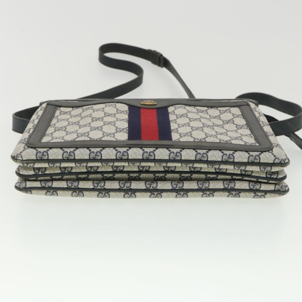 Gucci GG Canvas Sherry Line Shoulder Bag PVC Leather Gray Red Navy yk6173B