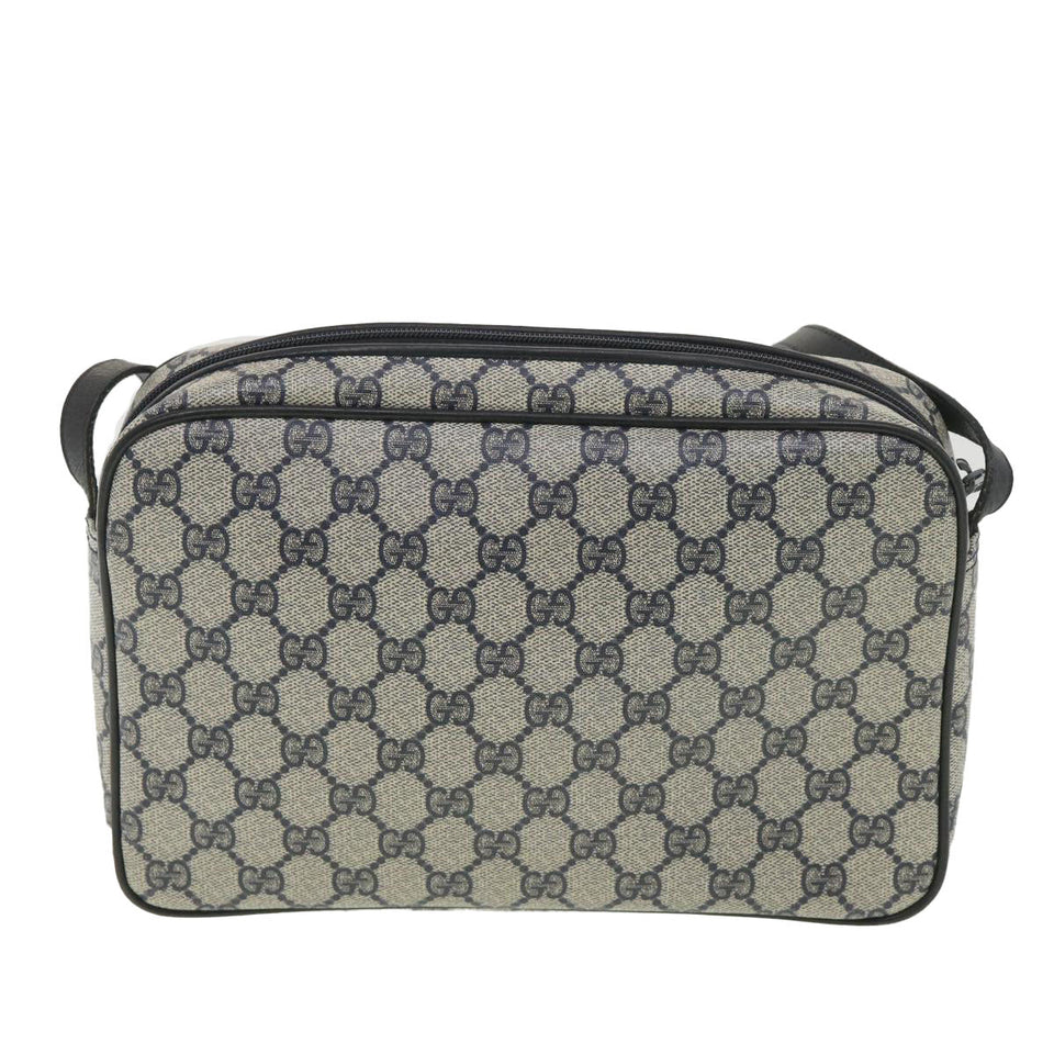 Gucci GG Canvas Shoulder Bag PVC Leather Gray Navy 001.29.0117 yk6180