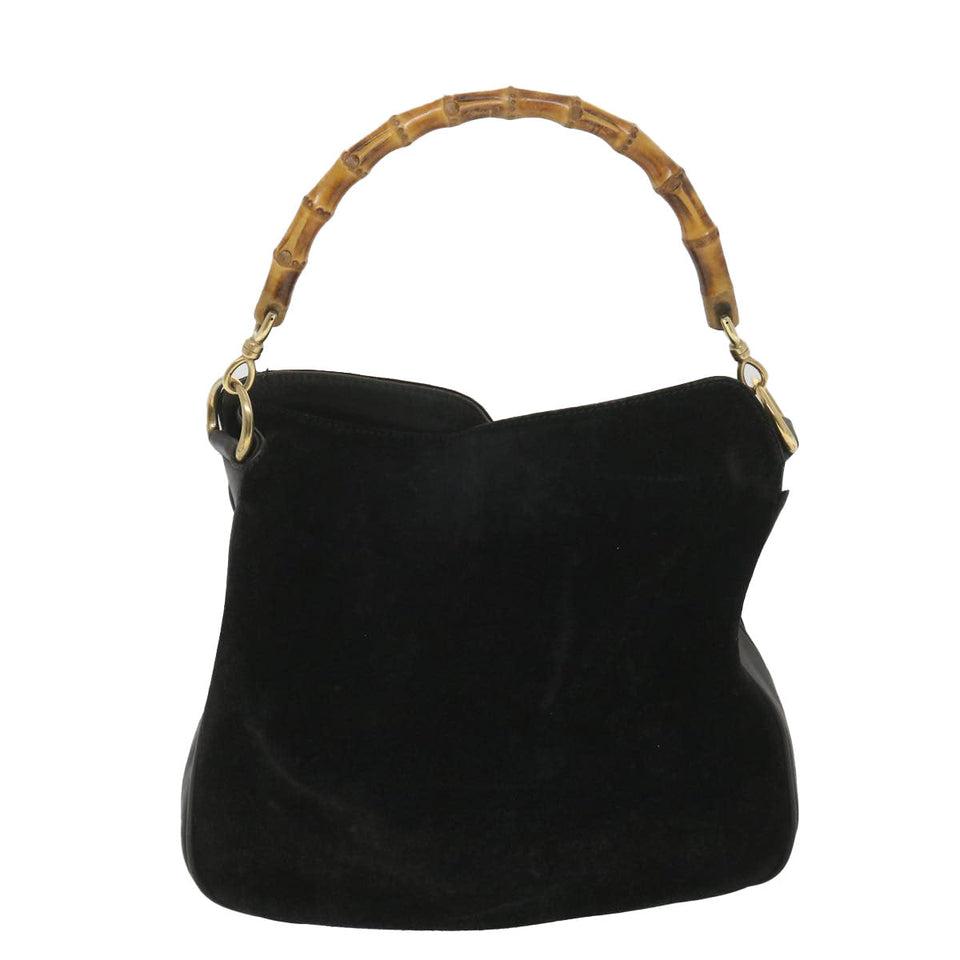 Gucci Bamboo Hand Bag Suede 2way Black 001.3444.1638 yk6212B