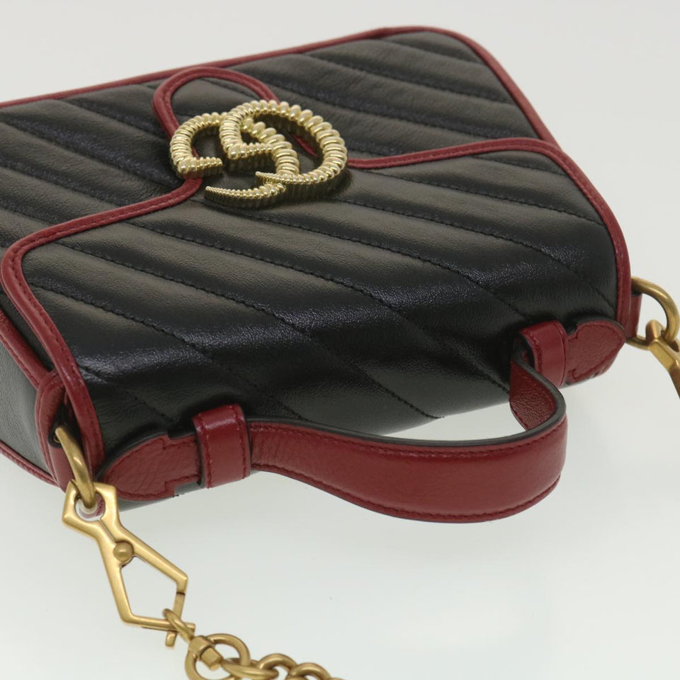 Gucci GG Marmont Hand Bag Leather 2way Black 583571 yk6261