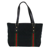 Gucci GG Canvas Web Sherry Line Tote Bag Black Red Green 137396 yk6284