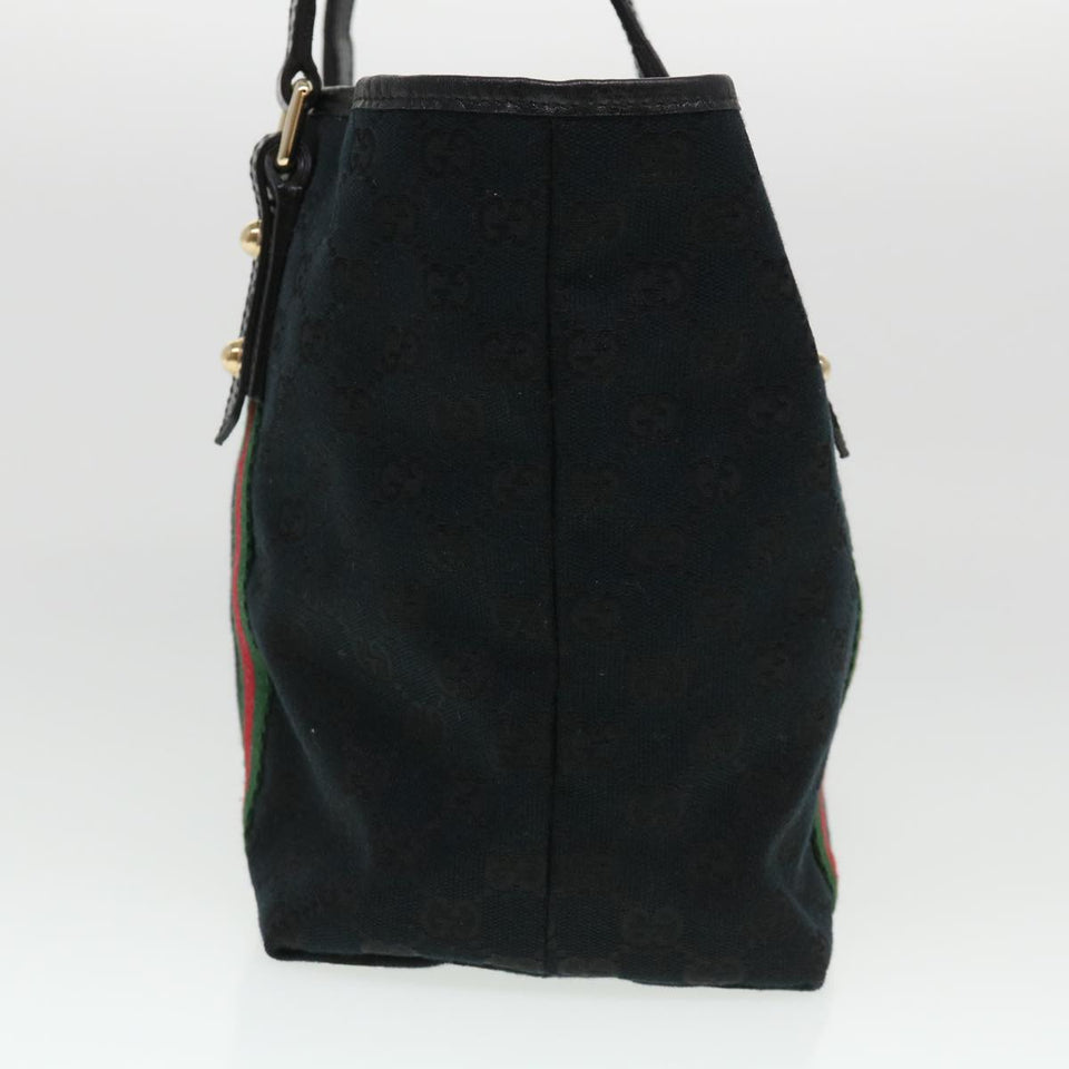 Gucci GG Canvas Web Sherry Line Tote Bag Black Red Green 137396 yk6284