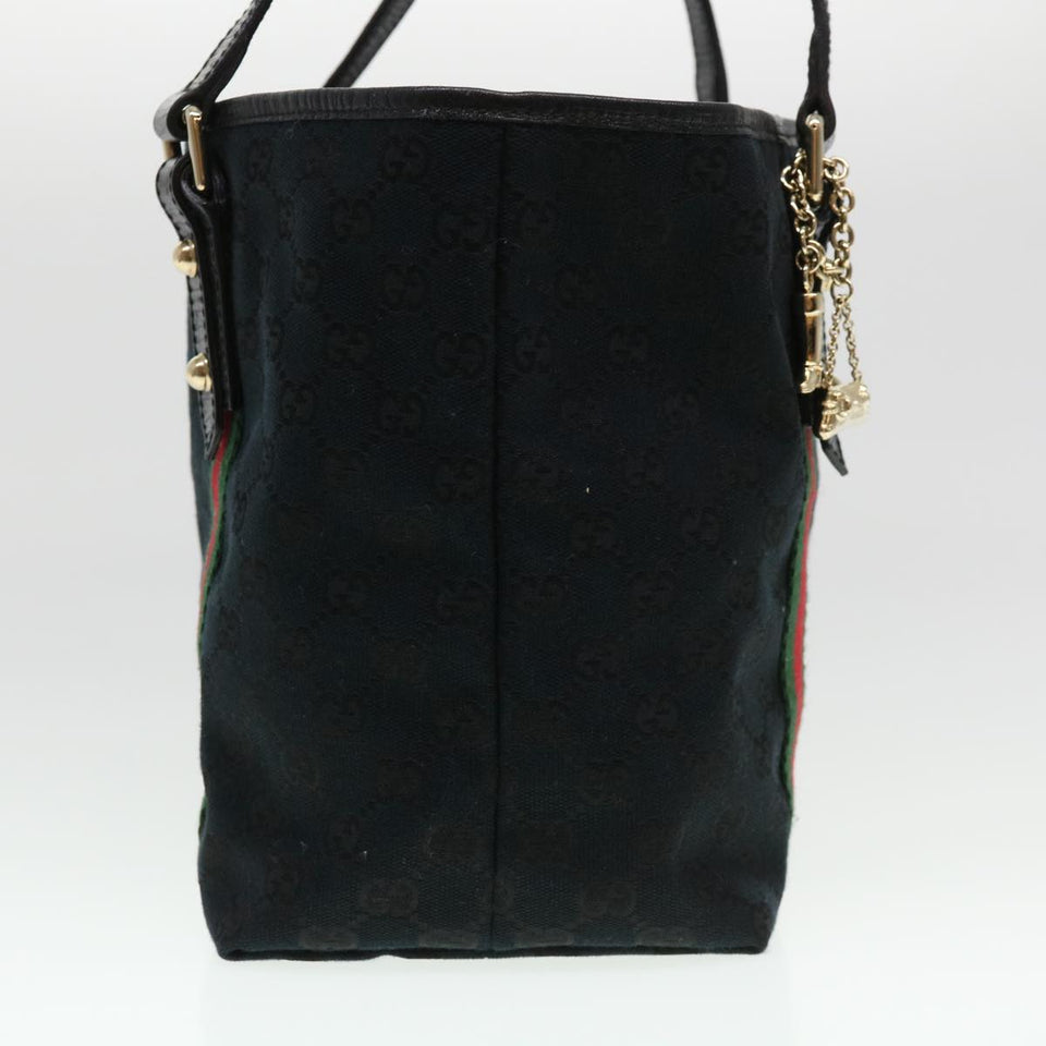 Gucci GG Canvas Web Sherry Line Tote Bag Black Red Green 137396 yk6284