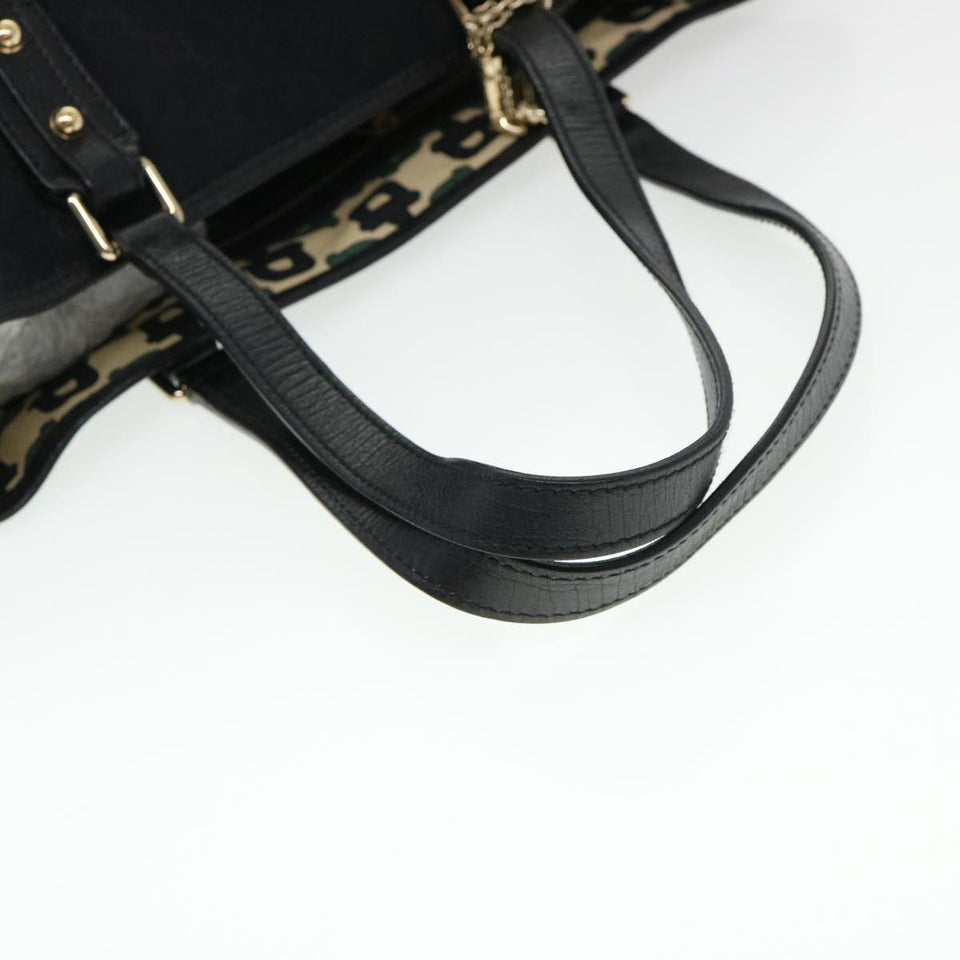 Gucci GG Canvas Web Sherry Line Tote Bag Black Red Green 137396 yk6284