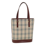 Luxury Burberry Nova Check Tote Bag Nylon Beige Auth yk6343