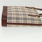 Luxury Burberry Nova Check Tote Bag Nylon Beige Auth yk6343
