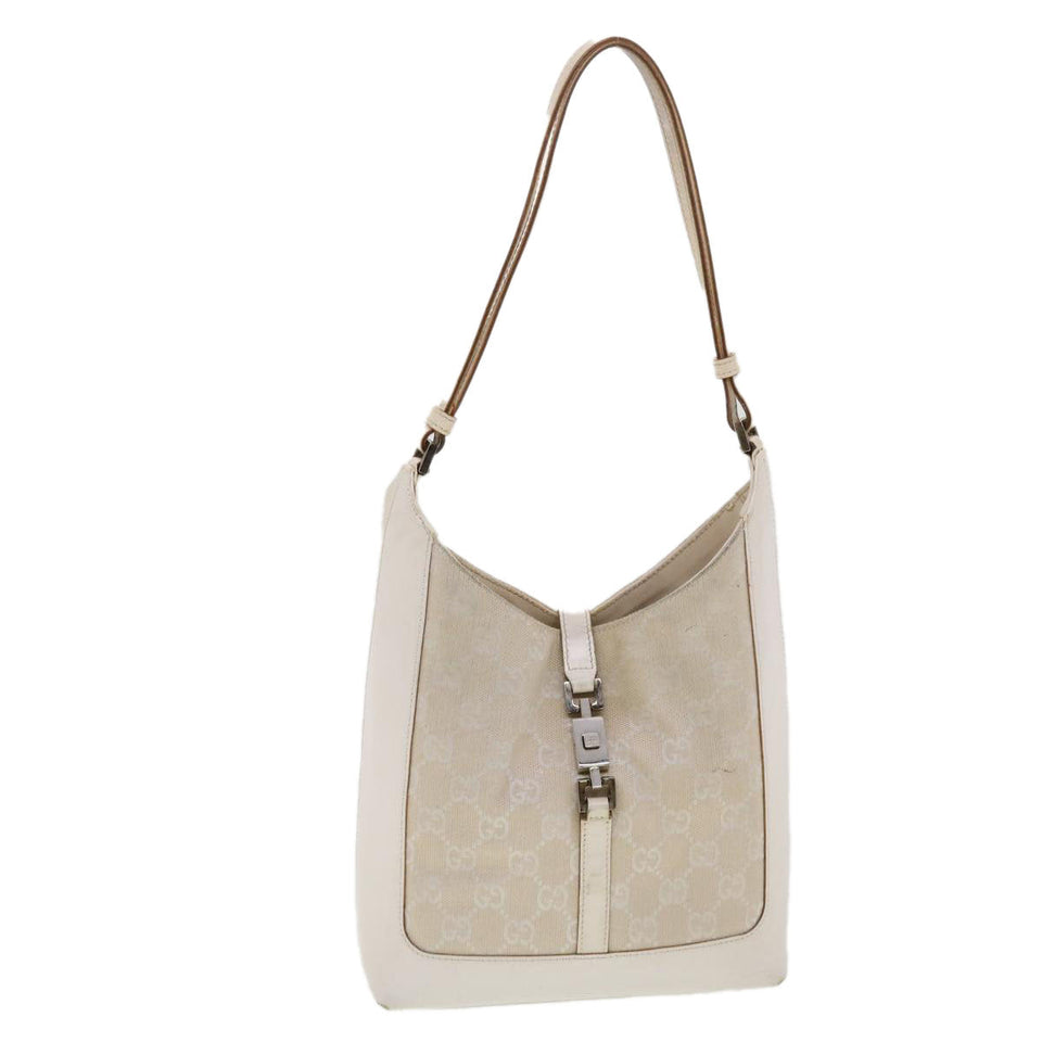 Gucci GG Canvas Jackie Shoulder Bag Beige 001.3876 yk6453