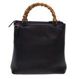 Gucci Bamboo Hand Bag Leather 2way Black 000.2265.0581 yk6460